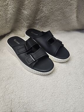 New Wanted Women’s Celia Platform Slip-on Round Open Toe Sandals Size 8.5 Black